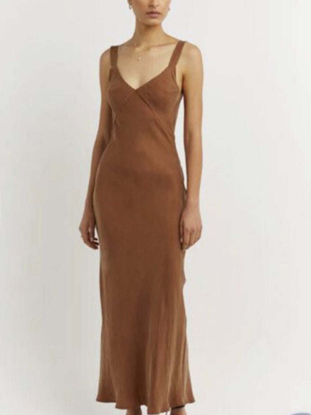 DISSH Kendall Tan Midi Slip Dress V Neck Adjustable Strap US 6
